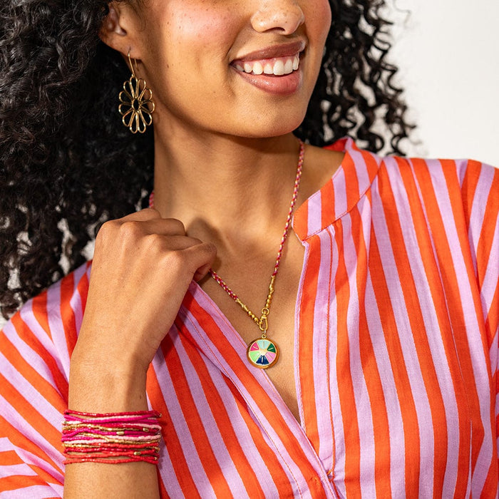 Maria Braided Necklace With Enamel Pendant Amore Red Pendant