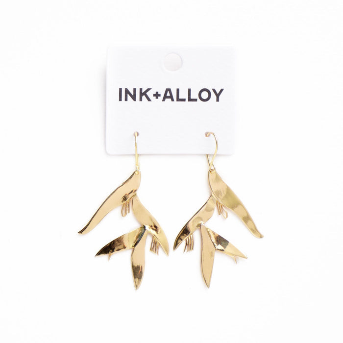 Marisol Birds Of Paradise Dangle Earrings Brass Dangle