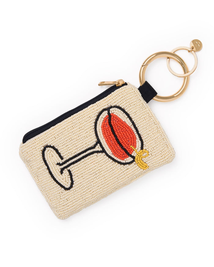 Mary Drinks Beaded Coin Purse Ivory Coin Purse
