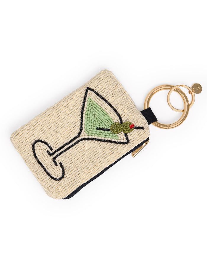 Mary Drinks Beaded Coin Purse Ivory Coin Purse