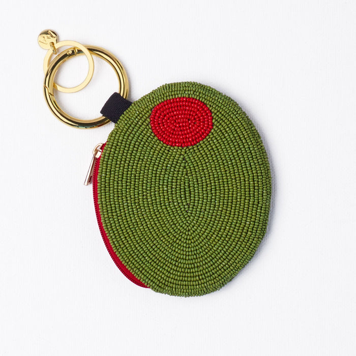 Mary Olive Beaded Coin Purse Green + Red Coin Purse