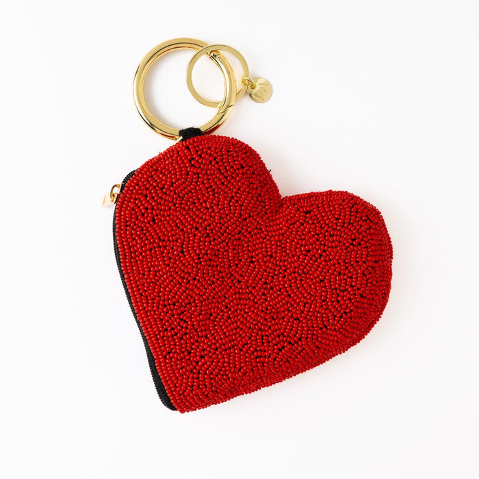 Mary Puffy Heart Seed Bead Coin Purse Red Coin Purse
