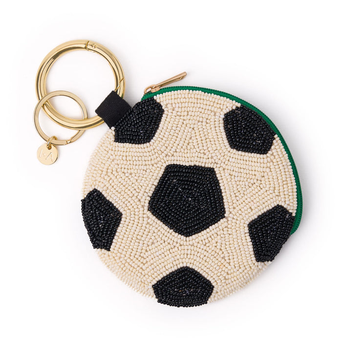 Mary Soccer Beaded Coin Purse White + Black Coin Purse