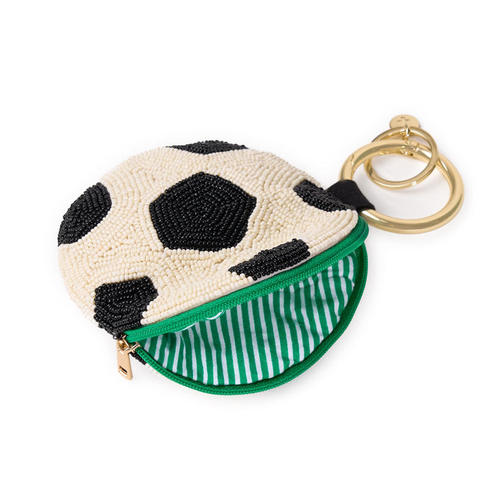 Mary Soccer Beaded Coin Purse White + Black Coin Purse