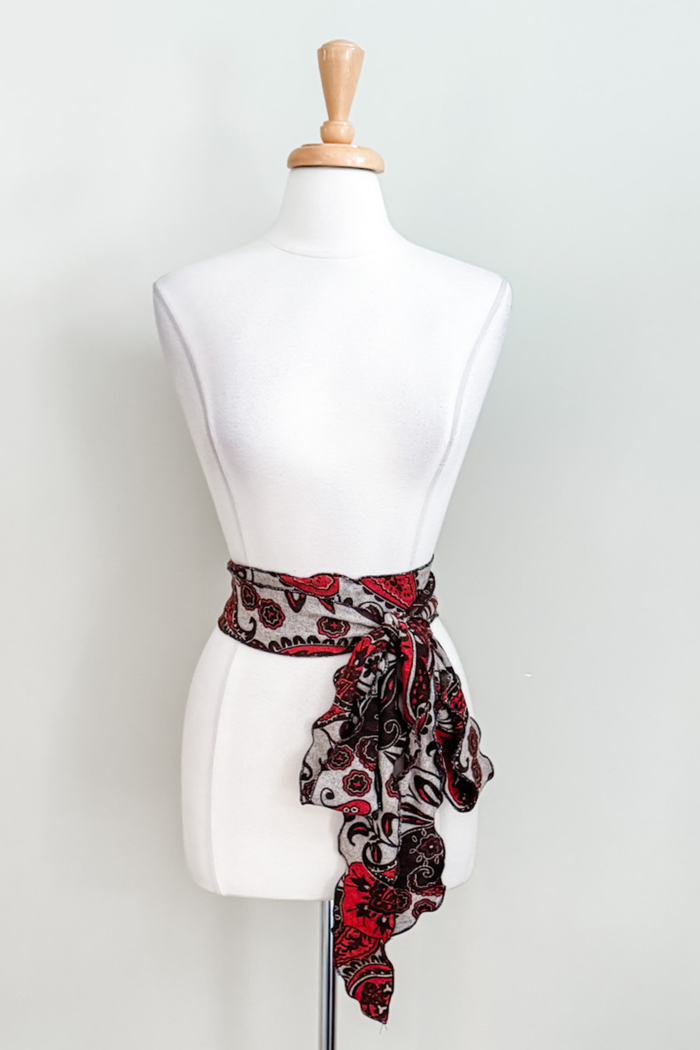 Matching sash in red Spain print