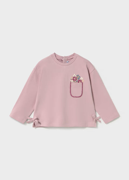Mauve Floral Pocket Long Sleeve Tee