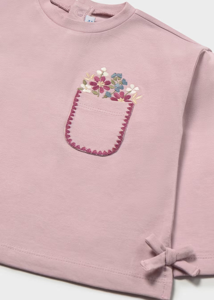 Mauve Floral Pocket Long Sleeve Tee