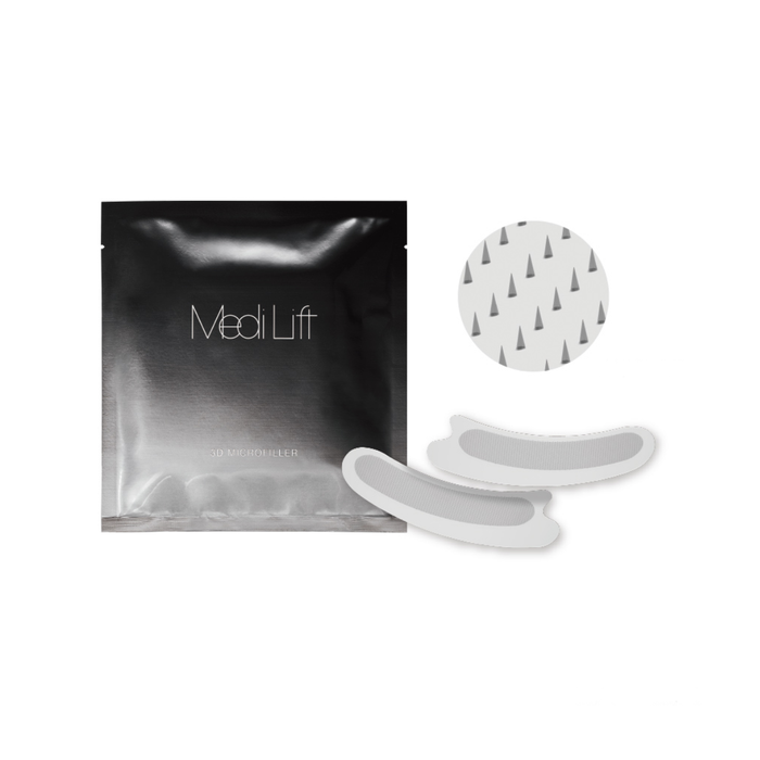 Medi Lift eye patches with packaging on a white background