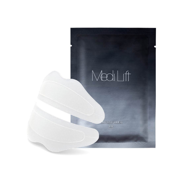 MediLift face mask packaging with white face pads on a white background
