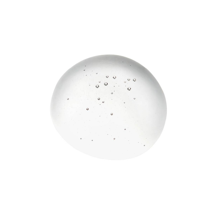 Round white object with small bubbles on a white background