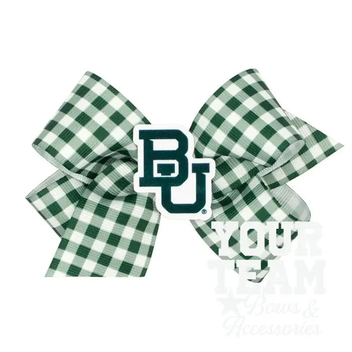 Medium Baylor Gingham Hair Bow with Logo Patch