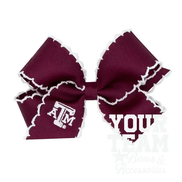 Medium Texas A&M Moonstitch Embroidered Hair Bow