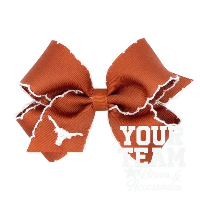 Medium University of Texas Moonstitch Embroidered Hair Bow
