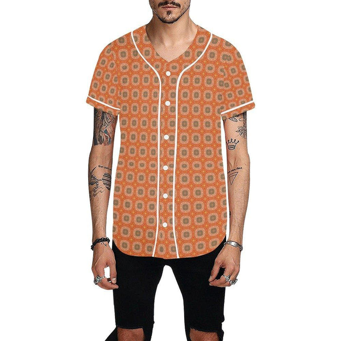 Mens African pattern shirt Brown Baseball Jersey - Natna Shop