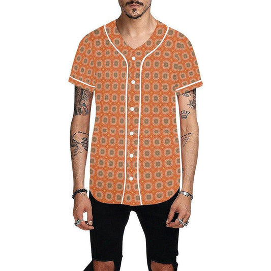 Mens African pattern shirt Brown Baseball Jersey - Natna Shop