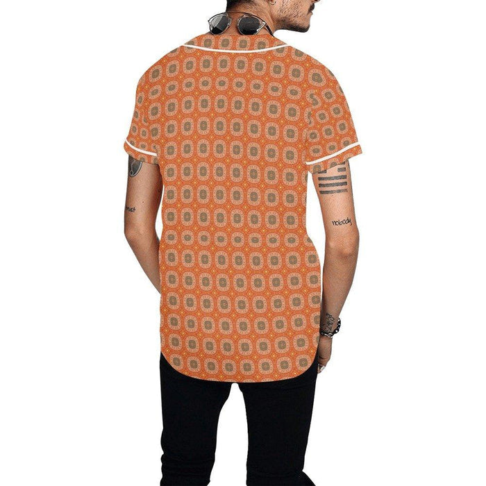Mens African pattern shirt Brown Baseball Jersey - Natna Shop