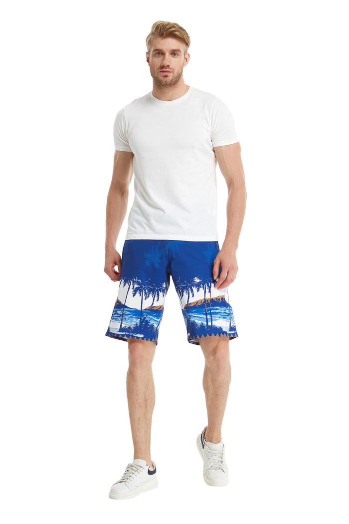 Men's Spandex Board Shorts with Zipped Pocket in Diamond Head Navy