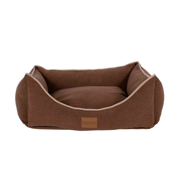 DOG-BED-MICROFIBER-LOW-PROFILE-BOLSTER-CHOCOLATE