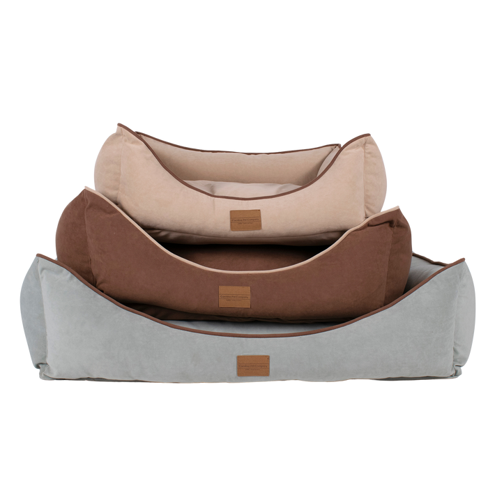 DOG-BED-MICROFIBER-LOW-PROFILE-BOLSTER-CHOCOLATE