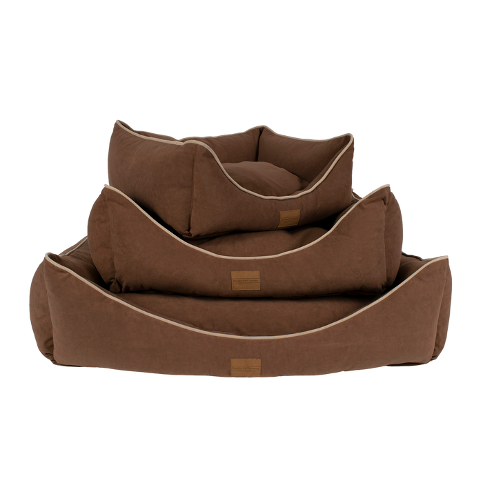 DOG-BED-MICROFIBER-LOW-PROFILE-BOLSTER-CHOCOLATE