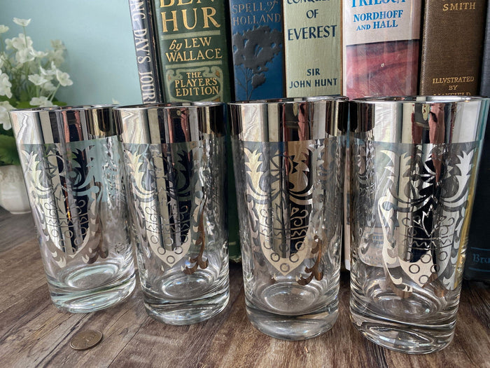 Midcentury Barware Signed Kimiko Silver Glassware at Duckwells