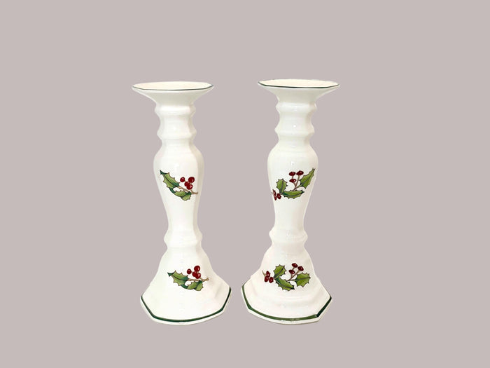 Midcentury Christmas Ceramic Candlesticks at Duckwells