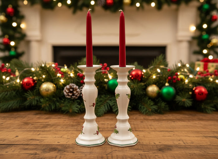 Midcentury Christmas Ceramic Candlesticks at Duckwells