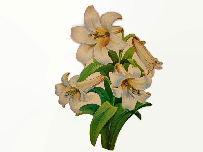 Midcentury Easter Cardboard Cut Outs Daffodils Bunnies and Lilies at Duckwells