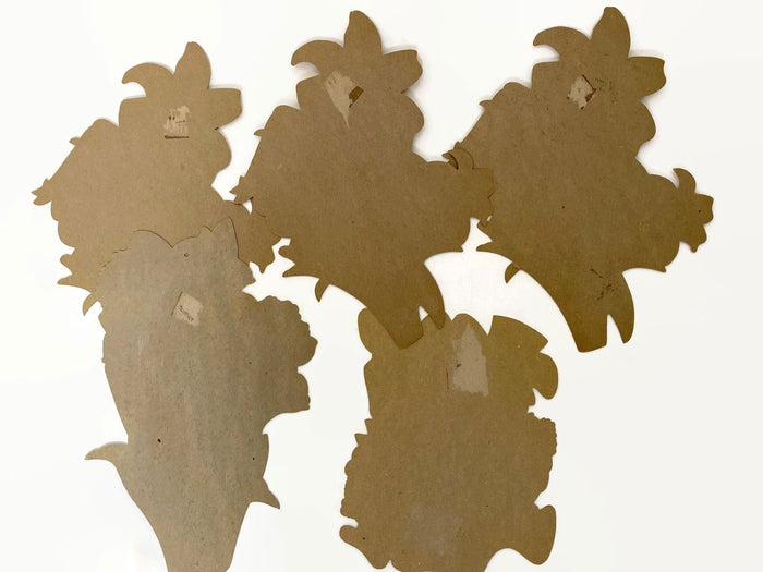 Midcentury Easter Cardboard Cut Outs Daffodils Bunnies and Lilies at Duckwells