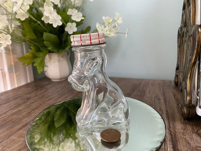 Midcentury Glass Dog Figural Bottle at Duckwells