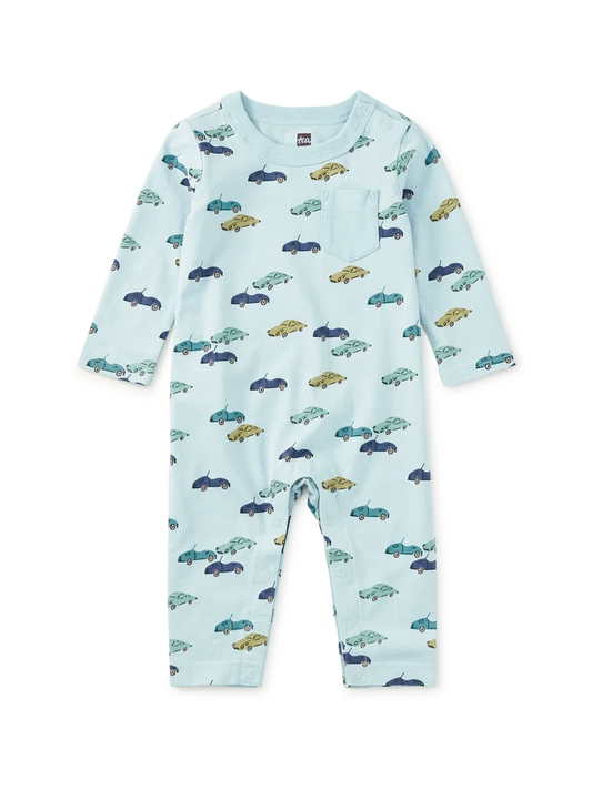 Mini Cars Long Sleeve Pocket Romper
