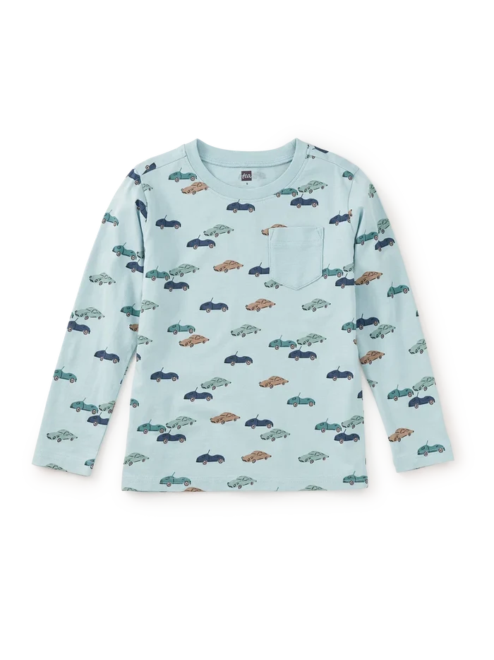 Mini Cars Long Sleeve Pocket Tee