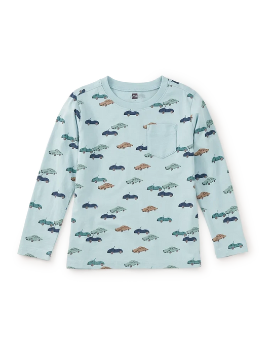 Mini Cars Long Sleeve Pocket Tee