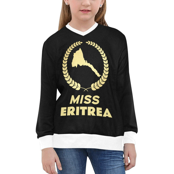 Mis Eritrea Girls' All Over Print V-Neck Sweater - Natna Shop