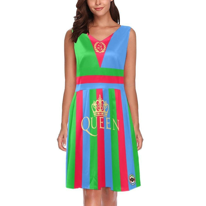 Miss Eritrea flag women Dress queen Chryseis Sleeveless Pleated Dress(Model D07) - Natna Shop