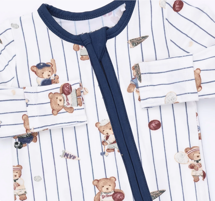 Mixed Sports Bear Zipper Footie