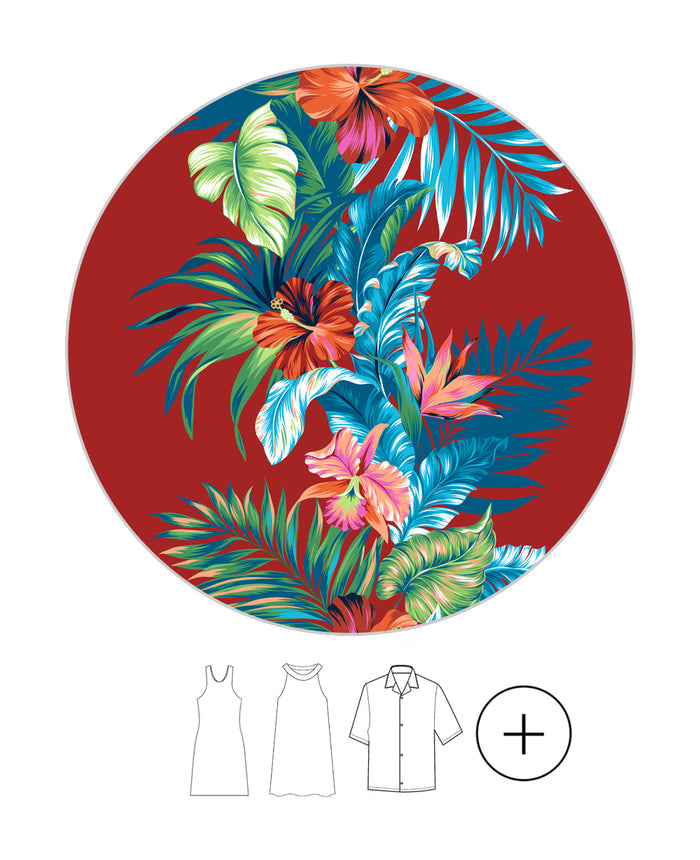 Mother Son Set in Orchid Paradise Red