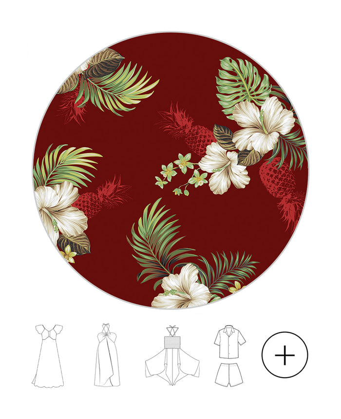 Mother Son Set in Pineapple Garden Red