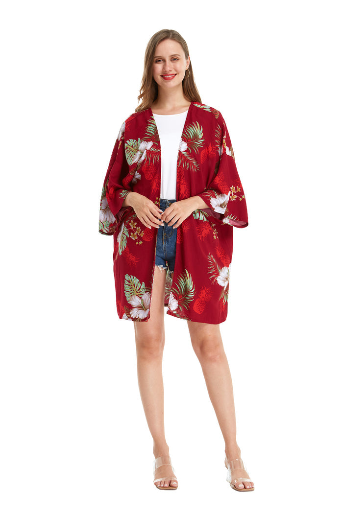 Mother Son Set in Pineapple Garden Red