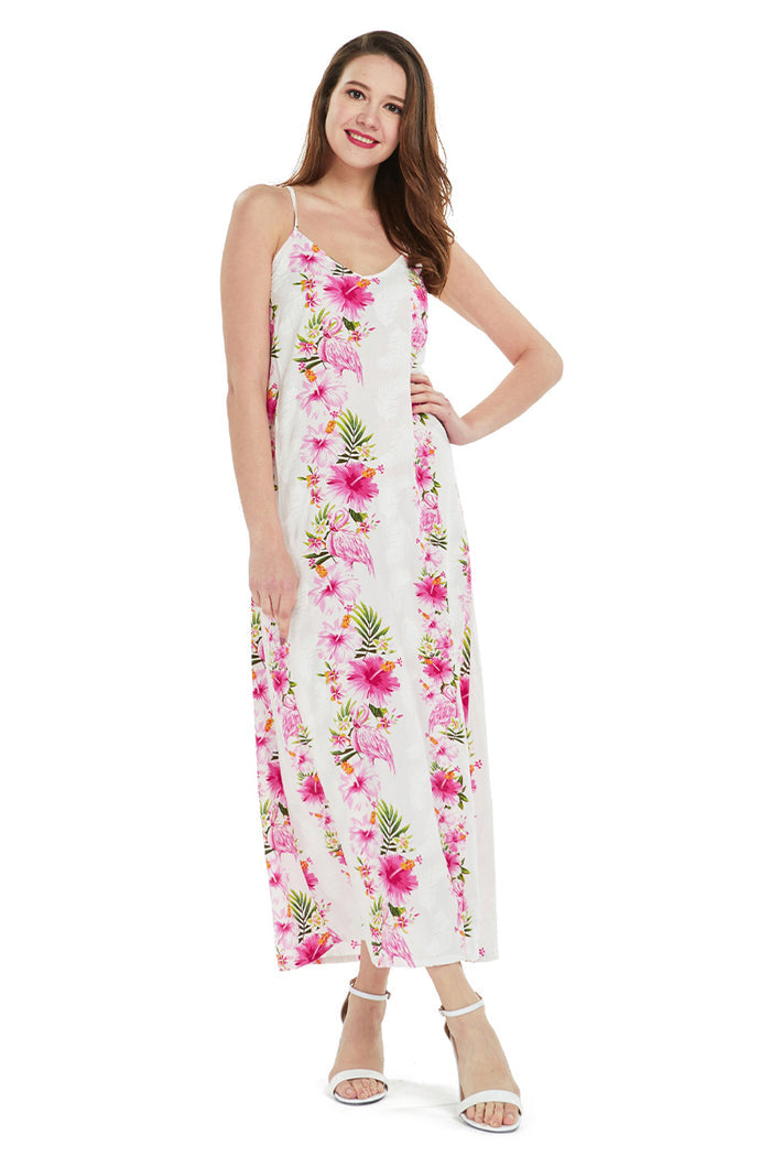 Mother Son Set in Pink Hibiscus Vine White