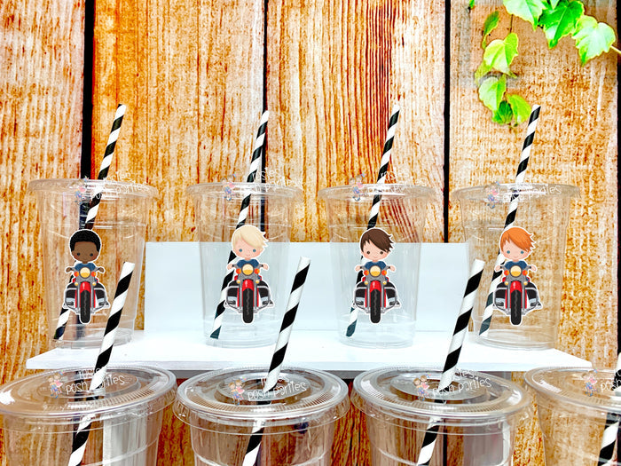 Motorcycle Biker Baby Shower or Birthday Theme Drinking Cups Favors VARIETY