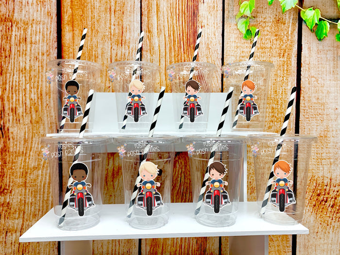 Motorcycle Biker Baby Shower or Birthday Theme Drinking Cups Favors VARIETY
