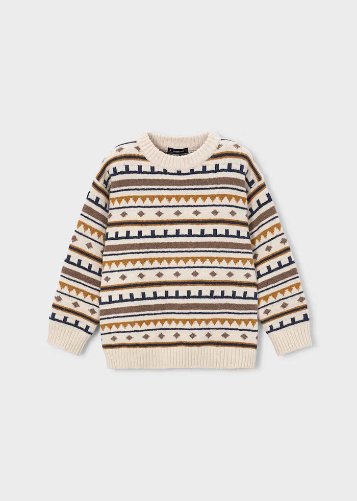 Mustard and Navy Printed Sweater