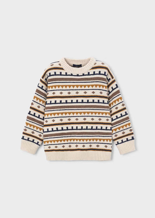 Mustard and Navy Printed Sweater