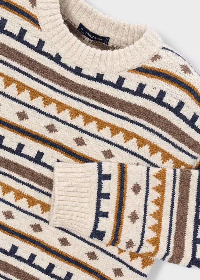 Mustard and Navy Printed Sweater