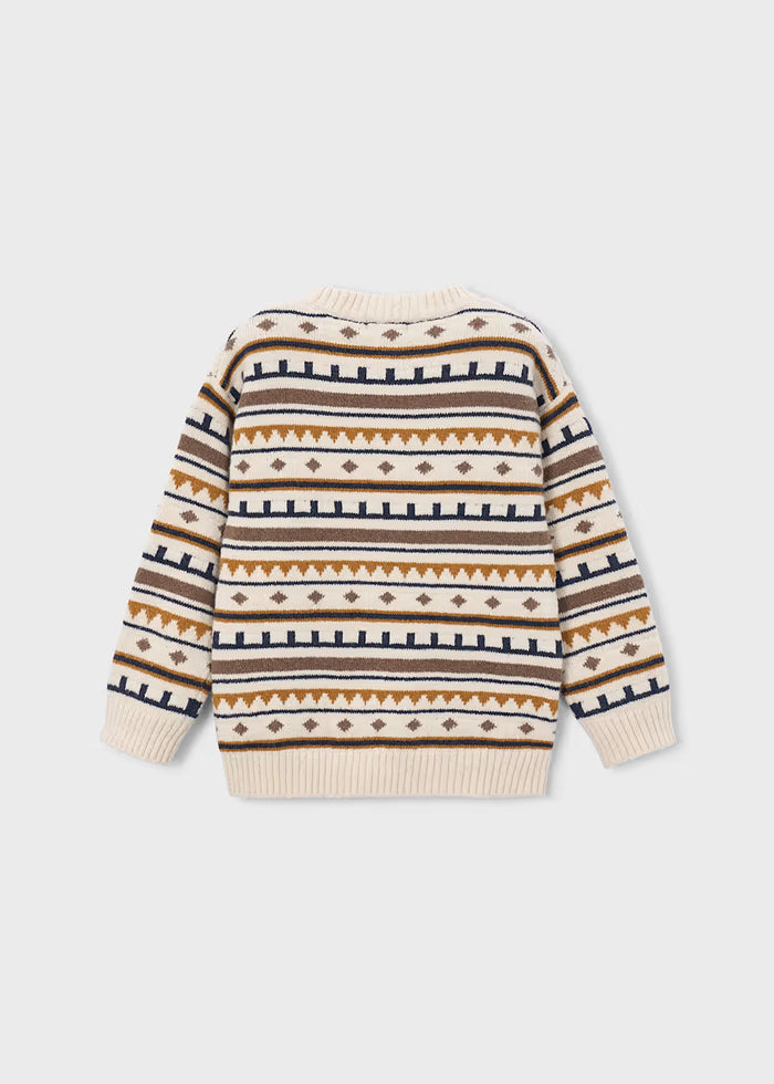 Mustard and Navy Printed Sweater