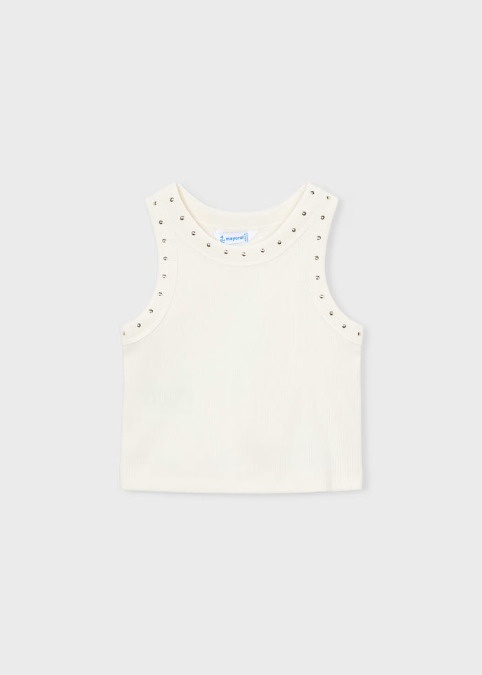Natural Cream Studded Tank Top