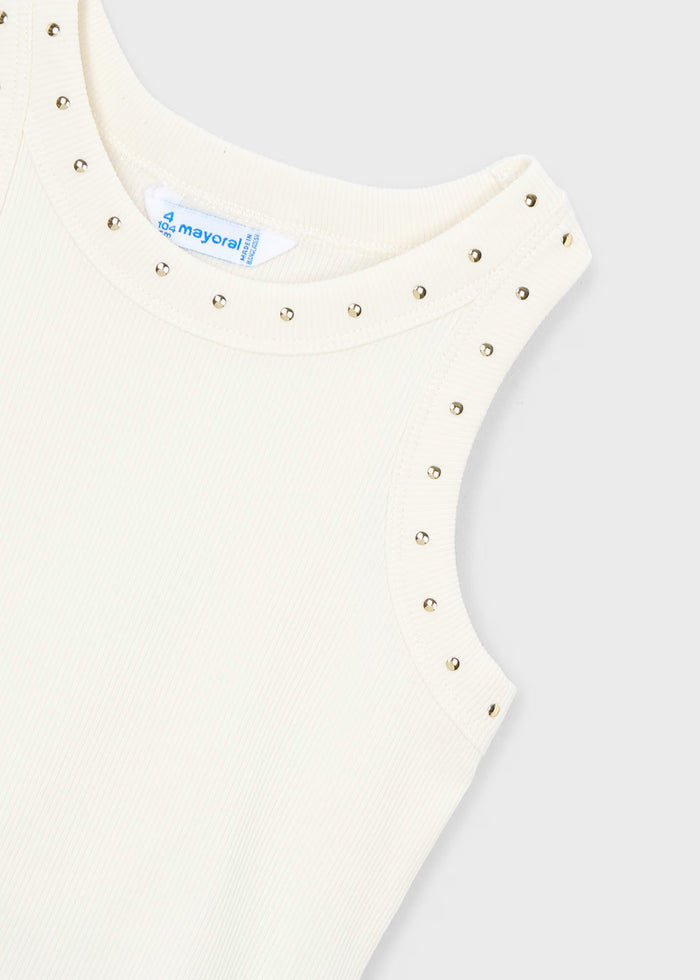 Natural Cream Studded Tank Top