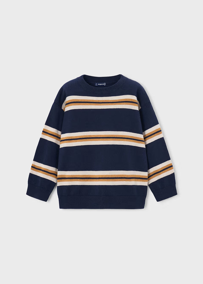 Navy and Mustard Striped Sweater