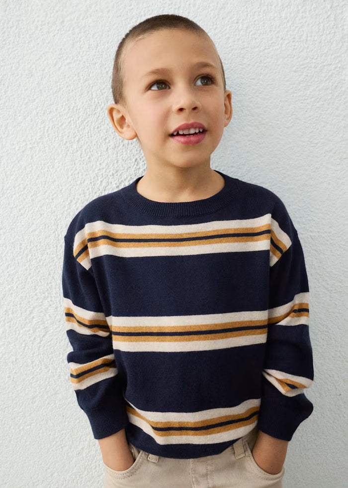 Navy and Mustard Striped Sweater